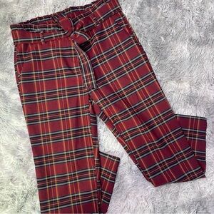 Love Scarlett Red Plaid High Waisted Belted Ankle Pants Size 10